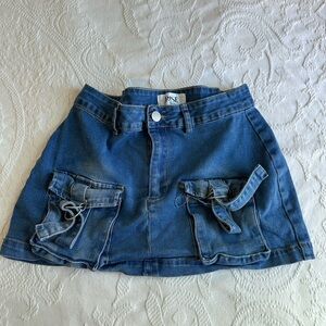 Denim Mini Skirt with Pockets